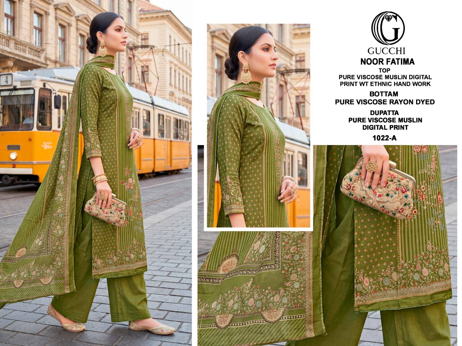 NOOR FATIMA - 1022 Series By GUCCHI Stylish Beautiful Colourful Pure Viscose Muslin Dresses At Wholesale Price
